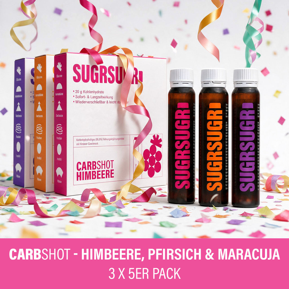 SugrSugr Geburtstagsgeschenk · 15 CarbShots · alle 3 Sorten